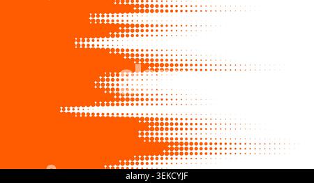 Vibrant orange halftone dots fade into a clean white background, creating a dynamic speed texture Stock Vector