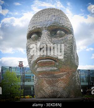 Face of Wigan public sculpture in Wigan town centre, Greater Manchester, England, UK. Stock Photo