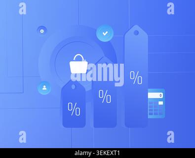 Promotional pricing with discount management and retail promotion strategy in ecommerce platform. Optimize sales campaigns and pricing decisions with discount calculation vector illustration Stock Vector