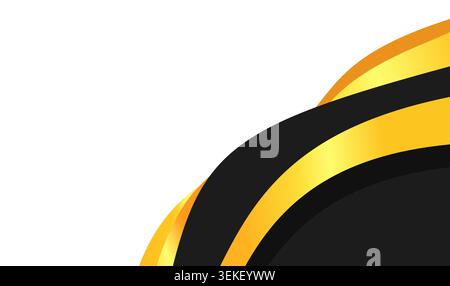 Black and gold curved stripes dramatically swirl across a clean white background. Great for backgrounds, prints, textiles, and modern graphic design. Stock Vector
