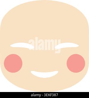 Simple illustration of a pale rounded theatre mask with closed eyes soft smile and pink cheeks. Stock Vector