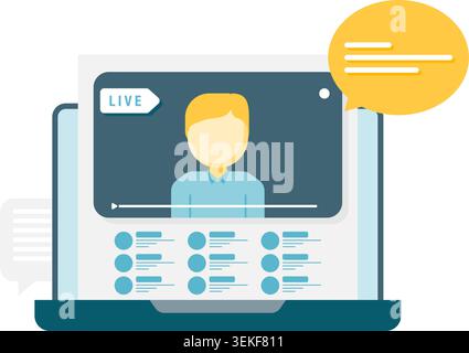 Live streaming, online interaction Stock Vector