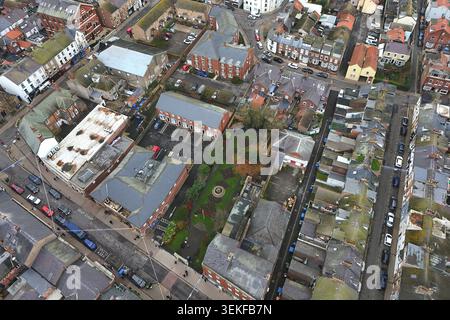 aerial view of FILEY MEMORIAL GARDEN AND ARCH, 11 Murray St, Filey Stock Photo