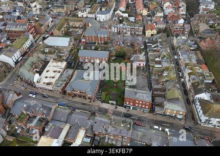 aerial view of FILEY MEMORIAL GARDEN AND ARCH, 11 Murray St, Filey Stock Photo
