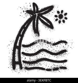 Summer icon Spray Painted Graffiti Sprayed with palm tree isolated on white background. Stock Vector