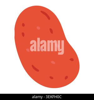 Vibrant red sweet potato in a simple, flat vector illustration style with subtle shading and texture. Ideal for food packaging, branding, and editoria Stock Vector
