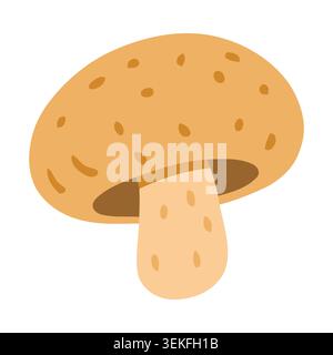 A simple, flat vector illustration of a mushroom with a light brown cap and stem, featuring small brown spots on a white background. Suitable for food Stock Vector