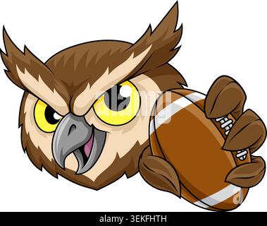 Owl Bird Football Ball Cartoon Sport Team Mascot Stock Vector