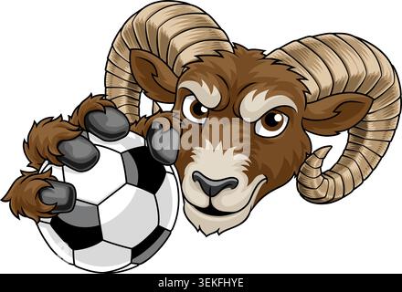 Ram Billy Mountain Goat Sheep Soccer Mascot Stock Vector