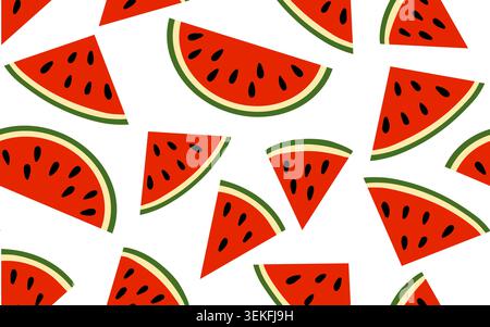 Watermelon seamless pattern background. Vector modern design template. Wallpaper for paper, textile, cover, fabric, decor, decoration and other users. Stock Vector