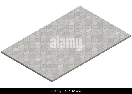 Minimal isometric gray pavement tile surface isolated on a plain background. Urban sidewalk texture concept for street design, city landscaping Stock Vector