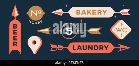 Wayfinding arrows. Directional signs collection Stock Vector