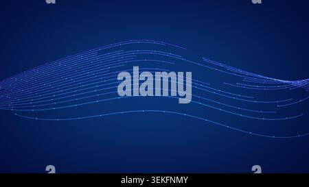 Abstract data stream traveling along connected lines, representing technology, communication, internet speed, and big data visualization Stock Photo