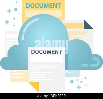 cloud storage with files and documents Stock Vector