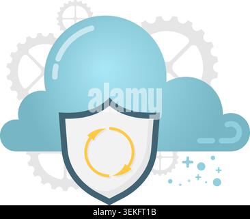 cloud storage synchronization process Stock Vector