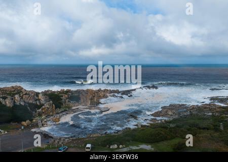 Cape Agulhas rugged Atlantic surf at the Southern Tip of Africa Stock Photo