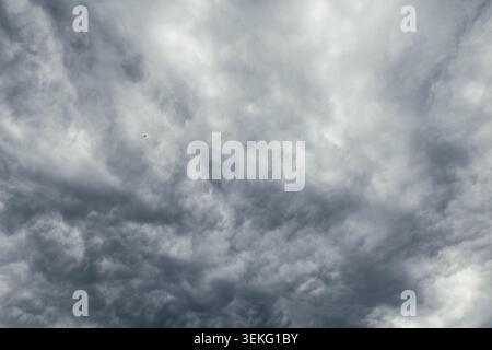 Dark gray overcast sky photo. Dramatic clouds in the sky. Stock Photo