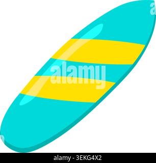 Colorful surfboard designed for ocean sport, beach adventure, coastal travel, and summer recreation, flat summer illustration Stock Vector