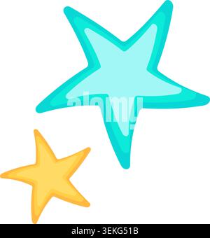 Bright starfish from a tropical beach collection, inspired by coastal nature, ocean life, and summer vacations, flat summer illustration Stock Vector