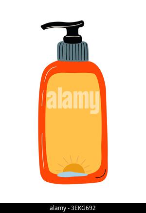 Bright orange bottle with black pump top Stock Vector