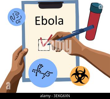 Vector isolated illustration of Ebola virus. Blood test for Ebola virus. Stock Vector