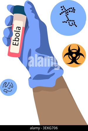 Vector isolated illustration of Ebola virus. Blood test for Ebola virus. Stock Vector