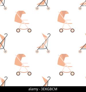 Stroller flat vector seamless pattern Stock Vector