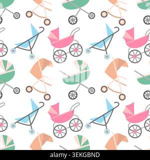 Baby strollers seamless pattern Stock Vector