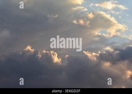 Dramatic sunset cloudy sky background Stock Photo