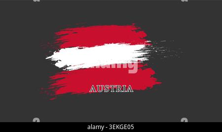 Austria. Brushstroke illustration in the colors of the country's national flag. Creative design idea Stock Vector