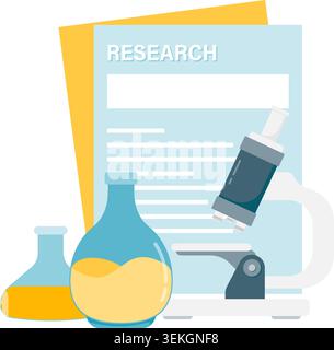 Microscope and research sheets Stock Vector