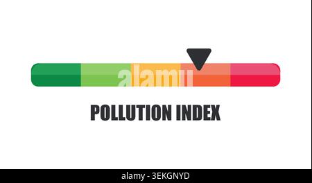 Horizontal Pollution Index Indicator Bar Pointing to High Risk Zone Stock Vector
