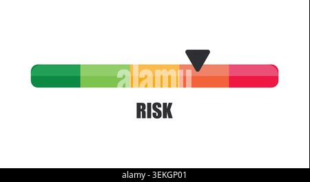 Horizontal Risk Indicator Bar Pointing to High Danger Zone Stock Vector