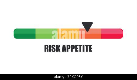 Horizontal Risk Appetite Indicator Bar Pointing to High Aggressive Level Stock Vector