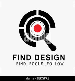 Modern Magnifying Glass Target Logo for Analytics Search Seo Optimization and Tech Brand Identity FIND DESIGN Innovative Vector Icon Graphic Stock Vector