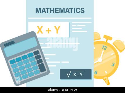 Calculator and mathematical graph Stock Vector