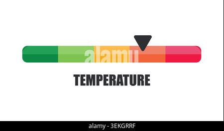Horizontal Temperature Indicator Bar Pointing to High Danger Zone Stock Vector