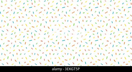 Crayon donut seamless pattern. Sweet topping texture. Confectionery sprinkles repeat pattern. Confetti background. Glazed donut cake color texture Stock Vector