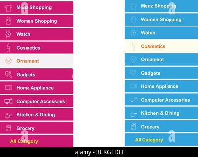 Shopping Category Menu for Website and Mobile Stock Vector