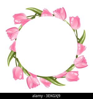 Vector tulip wreath with space for text Stock Vector