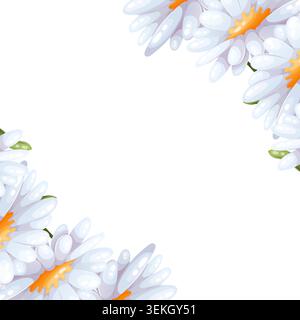 Vector diagonal frame with daisies Stock Vector
