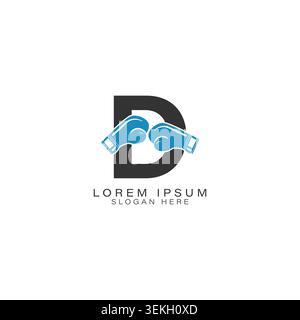 Letter D Logo Design with Boxing Gloves. Alphabet D Icon for Boxing Sport Design Stock Vector