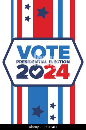 Presidential Election 2024 in United States. Vote day, November 5. US Election. Patriotic american element. Poster, card, banner and background. Art Stock Vector
