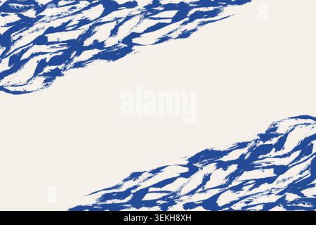 Grunge blue waves abstract texture for summer. Blue brush stroke frame background texture, corner design for posters, cover, ads, banner, websites Stock Vector