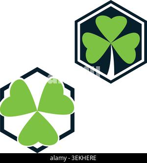 Elegant clover leaf logo set Stock Vector