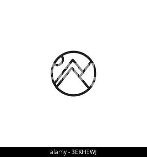 Simple minimalist mountain logo design. Line Art Mountain Icon Stock Vector