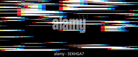 Noise tv pixel for effect glitch digital and vhs pattern texture. Background overlay light for screen 80s line and game retro camera. Neon font geomet Stock Vector