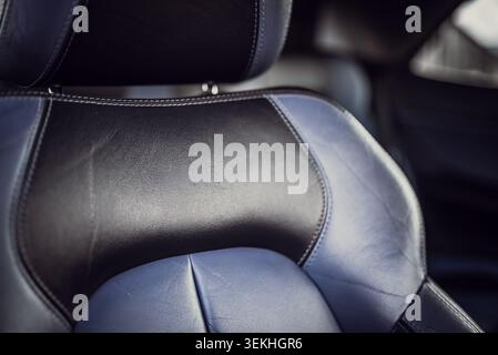 Detailed view of the stitching and texture on a premium automotive seat, highlighting craftsmanship and material quality Stock Photo