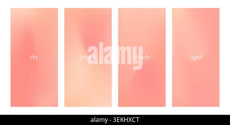 Soft Peach Pink Gradient Background with Blur. Abstract Texture for calm wallpaper or phone aesthetic. Aesthetic Vector illustration. Set of Stock Vector
