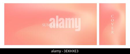 Peach pink gradient. Sunset abstract shapes in warm summer background. Minimalist sunrise composition with soft glow for web or print. Aesthetic Stock Vector